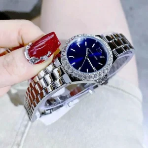 mk7397 michael kors watch women blue dial metal stainless steel silver strap quartz battery analog three hand lennox 9