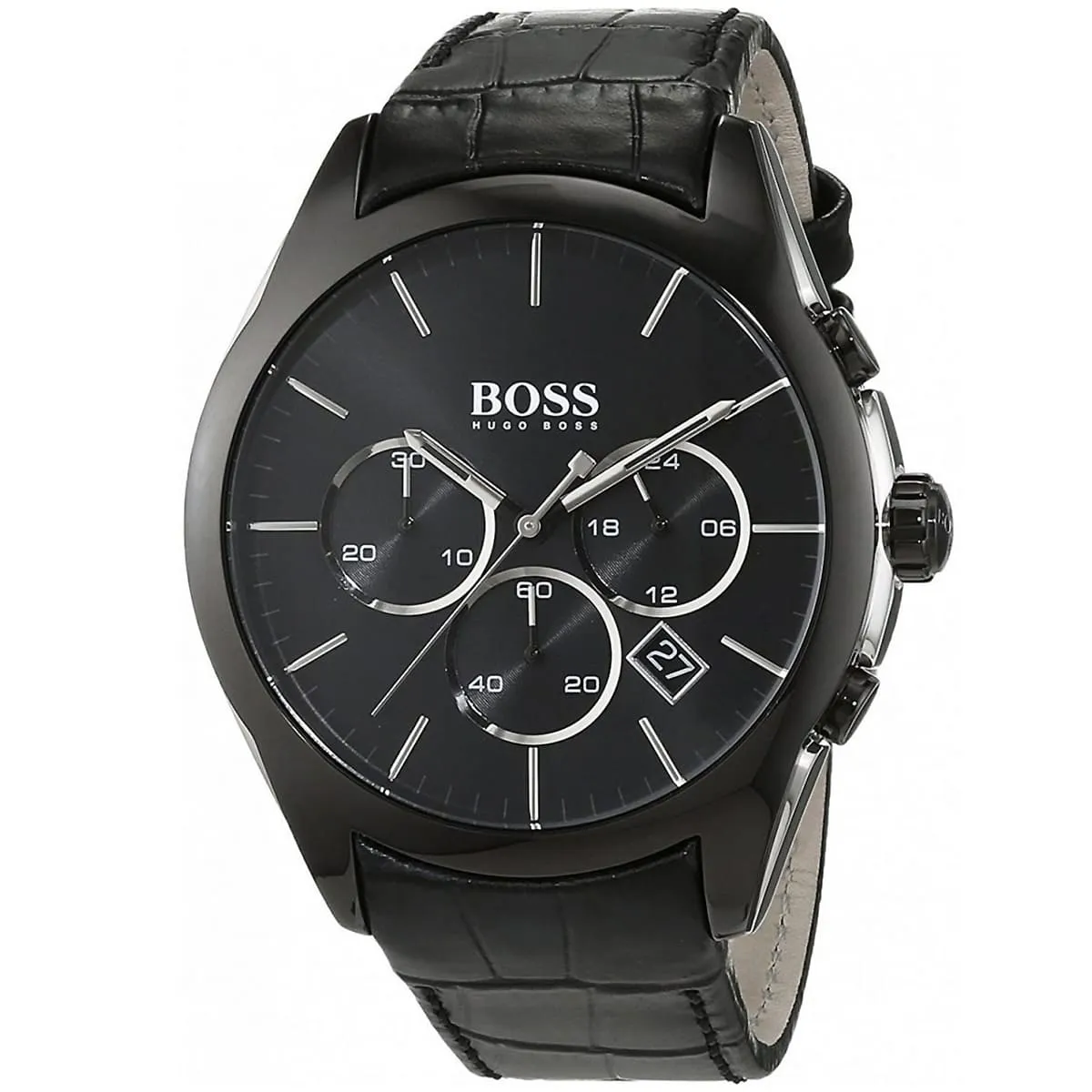 1513367 hugo boss watch men black dial leather strap quartz battery analog chronograph onyx 2 1513367 hugo boss watch men black dial leather strap quartz battery analog chronograph onyx 2