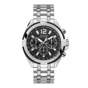 Montre Guess Surge W1258G1 homme – vue de face, cadran argenté, acier – Maroc