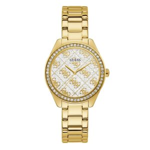 Guess Sugar GW0001L2 | Montre 37 mm Dorée Cadran Blanc – composant femme du pack couple Belvani Maroc