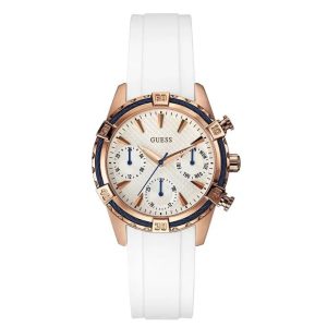 GUESS CATALINA W0562L1 | Montre Femme Blanche et Or Rose – composant femme du pack couple Belvani Maroc