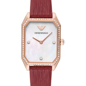 Montre Emporio Armani - En Cuir Rouge - AR11467 – composant femme du pack couple Belvani Maroc