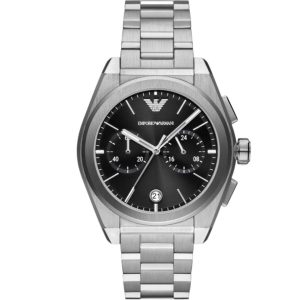 Montre Emporio Armani Federico chronographe cadran noir – composant homme du pack couple Belvani Maroc