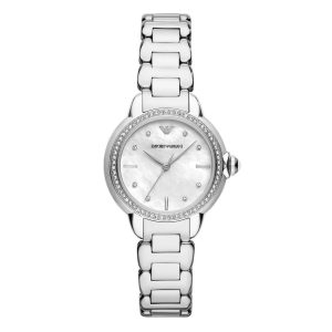 Emporio Armani Mia AR11596 Montre 32 mm Argentée Cadran Blanc – composant femme du pack couple Belvani Maroc