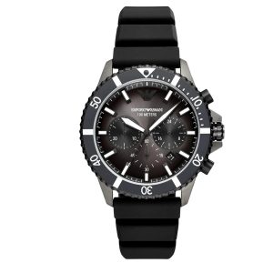 Montre Emporio Armani Diver Homme AR11515 Gris Silicone Noir – composant homme du pack couple Belvani Maroc