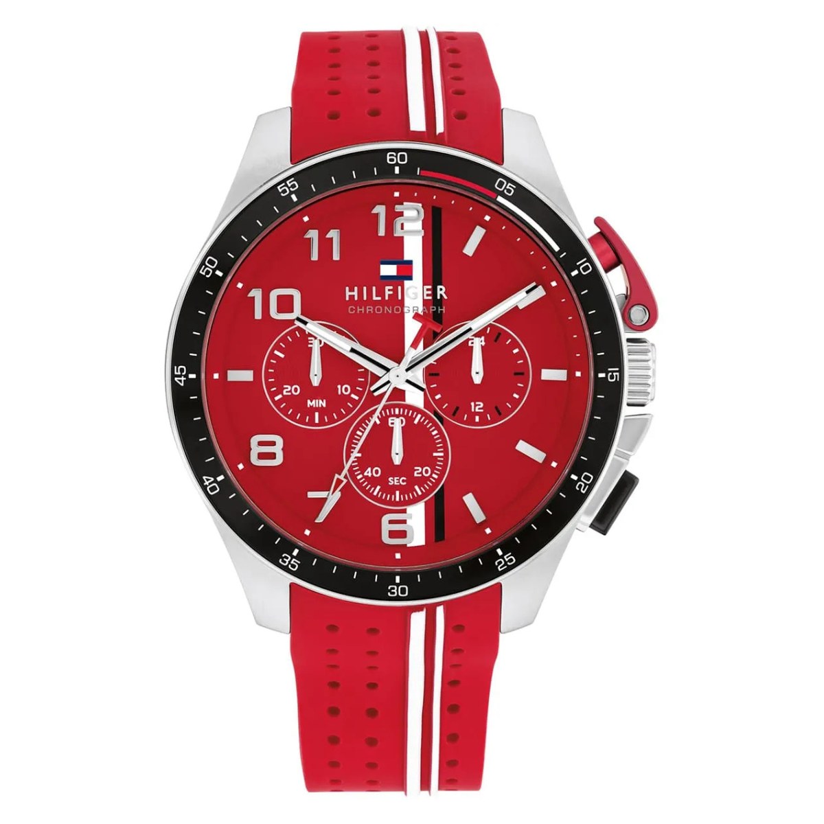Pack Couple Tommy Hilfiger rouge – Femme + 1792170 – photo 4 Montre Tommy Hilfiger Bank 1792170 Cadran Rouge - Silicone Rouge – composant homme du pack couple Belvani Maroc