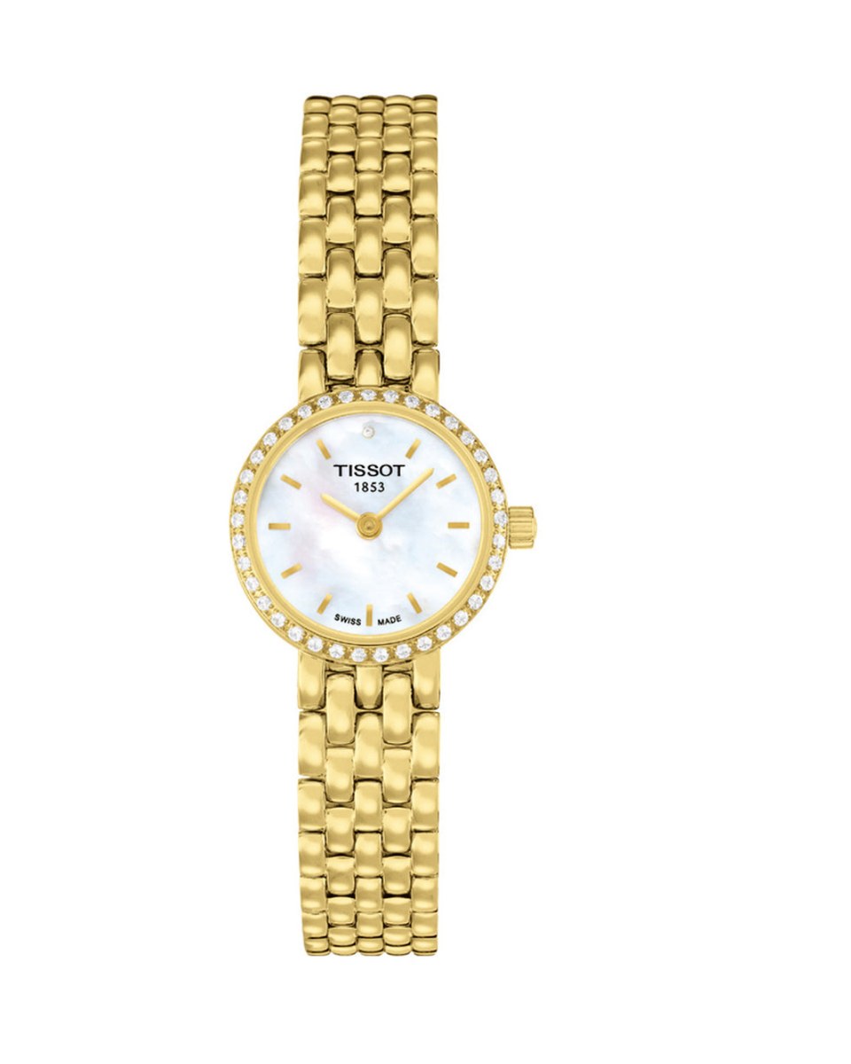 Pack Couple Tissot doré – T058 + T156 – photo 3 Tissot T-Lady Lovely – Cadran Nacre & Bracelet Doré – T058.009.63.116.00 – composant femme du pack couple Belvani Maroc