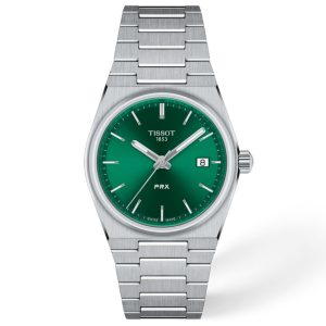 Tissot PRX 35mm T137.210.11.081.00 – Montre Suisse avec Cadran Vert – composant femme du pack couple Belvani Maroc