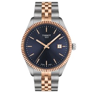 Montre Tissot Ballade 40 mm Homme – Cadran Bleu Bicolore Or Rose – composant homme du pack couple Belvani Maroc