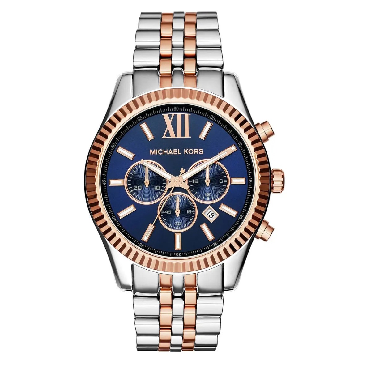 Pack Couple Michael Kors bleu – MK3651 + MK8412 – photo 4 Michael Kors Lexington MK8412 – Montre Homme à Cadran Bleu – composant homme du pack couple Belvani Maroc