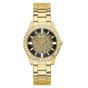 GUESS GLITTER GW0405L2 – Montre Dorée à Cadran Noir Pailleté – composant femme du pack couple Belvani Maroc