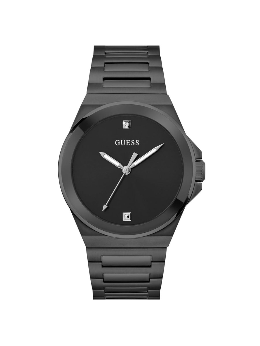 Pack Couple Guess noir – W1053L7 + GW0833G2 – photo 4 Montre Guess GW0833G2 Homme – Cadran Noir Bracelet Acier Noir – composant homme du pack couple Belvani Maroc