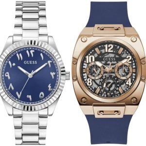Pack couple Guess deux montres assorties GW0735L1 + GW0569G3 Belvani Maroc – les deux montres côte à côte