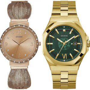 Pack couple Guess deux montres assorties GW1083L3 + GW0573G2 Belvani Maroc – les deux montres côte à côte