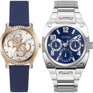 Pack couple Guess deux montres assorties GW0860L2 + GW0624G1 Belvani Maroc – les deux montres côte à côte