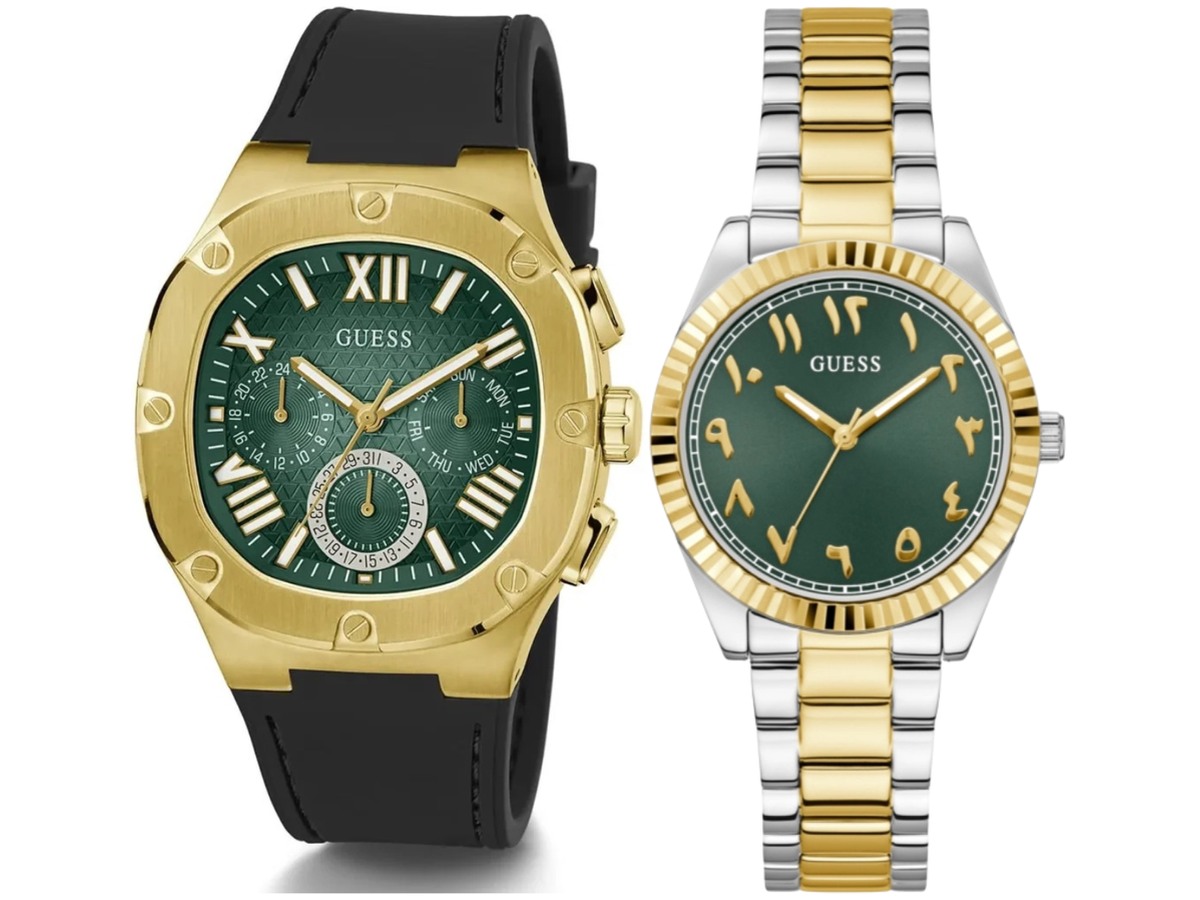 Pack Couple Guess vert – GW0735L2 + GW0571G3 – photo 2 Pack couple Guess deux montres assorties GW0735L2 + GW0571G3 Belvani Maroc – vue alternative homme à gauche