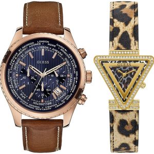 Pack couple Guess deux montres assorties GW0504L3 + W0500G1 Belvani Maroc – vue alternative homme à gauche