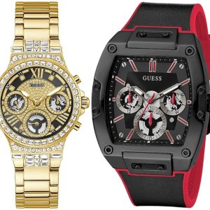 Pack couple Guess deux montres assorties GW0320L5 + Homme Belvani Maroc – les deux montres côte à côte