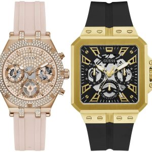 Pack couple Guess deux montres assorties GW0407L3 + GW0637G2 Belvani Maroc – les deux montres côte à côte