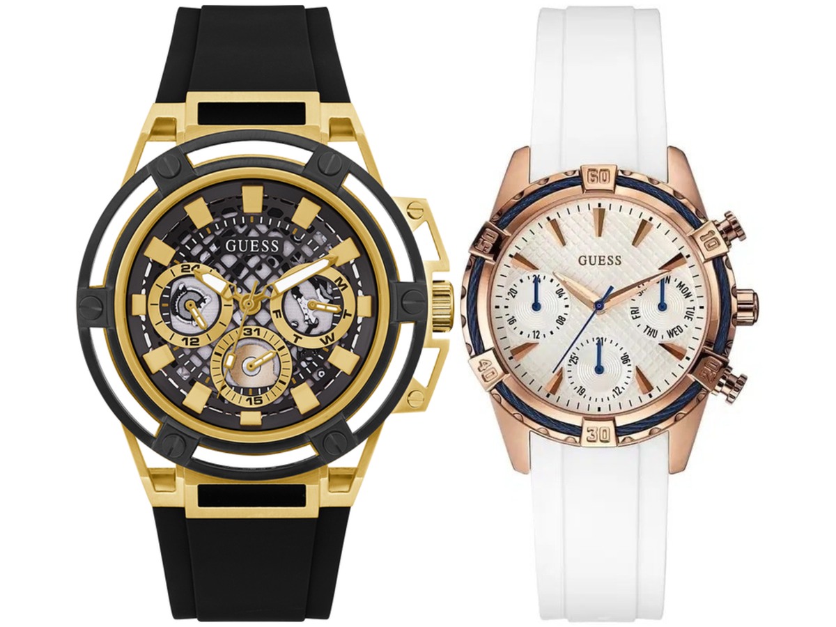 Pack Couple Guess – CATALINA W0562L1 | Montre Femm + Multifonction GUESS Pour Homme – photo 2 Pack couple Guess deux montres assorties W0562L1 + Homme Belvani Maroc – vue alternative homme à gauche