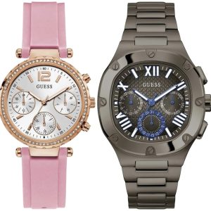 Pack couple Guess deux montres assorties GW0113L4 + GW0572G5 Belvani Maroc – les deux montres côte à côte