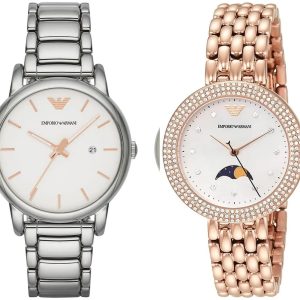 Pack couple Emporio Armani deux montres assorties AR11462 + AR90000 Belvani Maroc – vue alternative homme à gauche