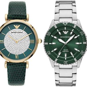 Pack couple Emporio Armani deux montres assorties AR11403 + AR11698 Belvani Maroc – les deux montres côte à côte