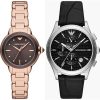 Pack couple Emporio Armani deux montres assorties AR11570 + AR11530 Belvani Maroc – les deux montres côte à côte