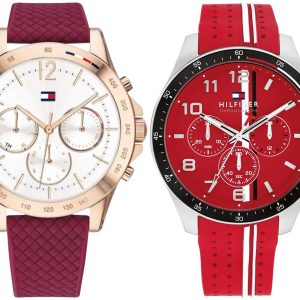 Pack couple Tommy Hilfiger deux montres assorties Femme + 1792170 Belvani Maroc – les deux montres côte à côte