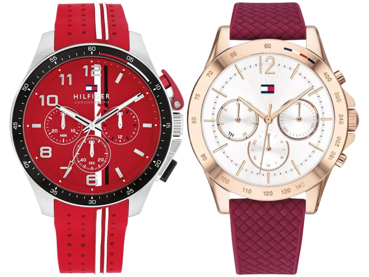 Pack Couple Tommy Hilfiger – Femme Haven – Cadran Blanc Bra + Bank 1792170 Cadran Rouge - Si – photo 2 Pack couple Tommy Hilfiger deux montres assorties Femme + 1792170 Belvani Maroc – vue alternative homme à gauche