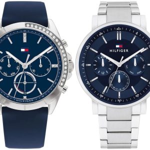 Pack couple Tommy Hilfiger deux montres assorties 1782389 + 1710588 Belvani Maroc – les deux montres côte à côte