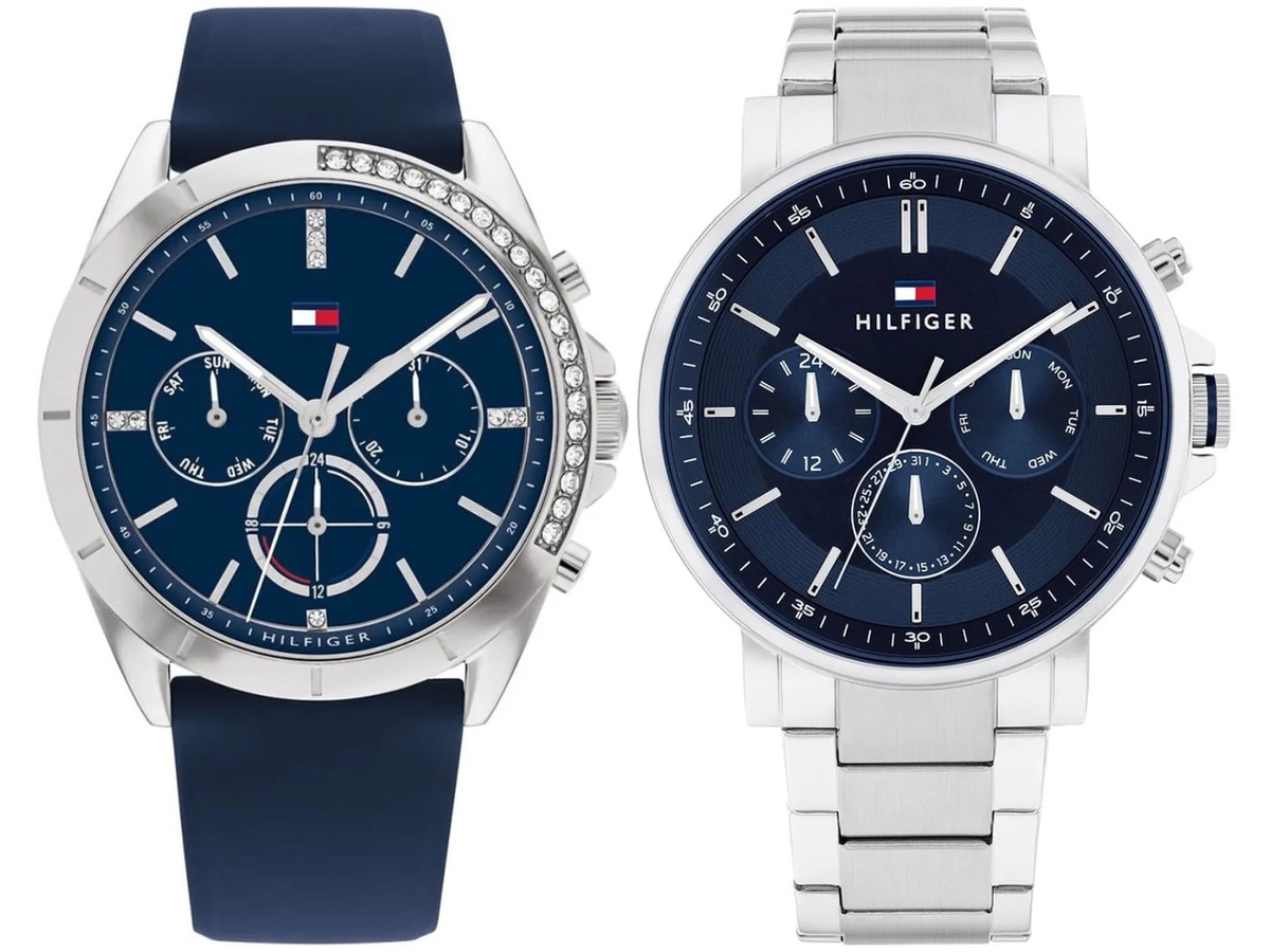Pack Couple Tommy Hilfiger bleu – 1782389 + 1710588 – photo 1 Pack couple Tommy Hilfiger deux montres assorties 1782389 + 1710588 Belvani Maroc – les deux montres côte à côte