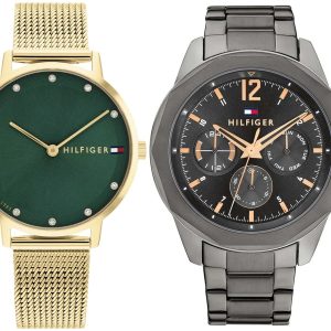 Pack couple Tommy Hilfiger deux montres assorties Femme + 1792061 Belvani Maroc – les deux montres côte à côte
