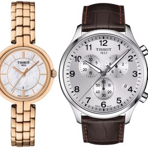 Pack couple Tissot deux montres assorties T094 + Homme Belvani Maroc – les deux montres côte à côte