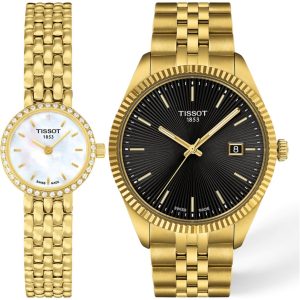 Pack couple Tissot deux montres assorties T058 + T156 Belvani Maroc – les deux montres côte à côte