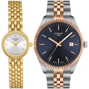Pack couple Tissot deux montres assorties T0580093303100 + Homme Belvani Maroc – les deux montres côte à côte