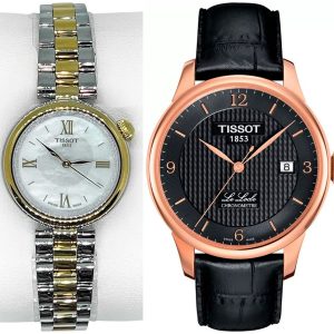 Pack couple Tissot deux montres assorties T152 + T006 Belvani Maroc – les deux montres côte à côte