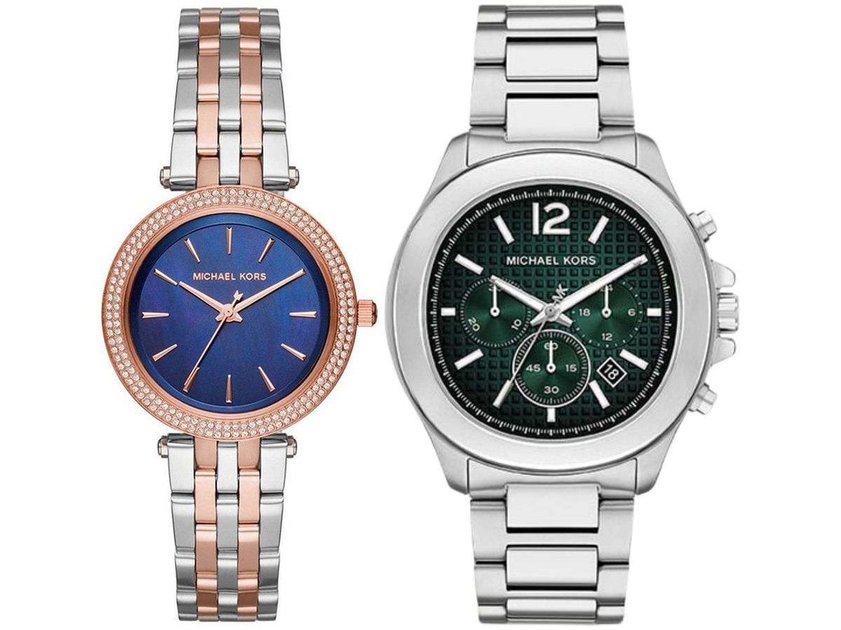 Pack Couple Michael Kors argent – MK3880 + MK9191 – photo 1 Pack couple Michael Kors deux montres assorties MK3880 + MK9191 Belvani Maroc – les deux montres côte à côte