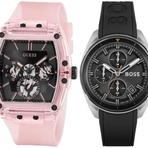 Pack couple Hugo Boss deux montres assorties Femme + 1513953 Belvani Maroc – les deux montres côte à côte