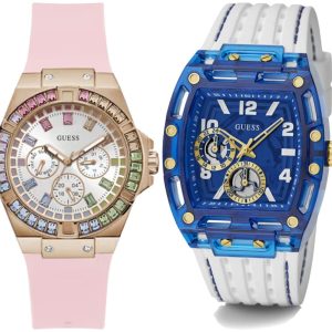 Pack couple Guess deux montres assorties GW0541L2 + GW0499G6 Belvani Maroc – les deux montres côte à côte