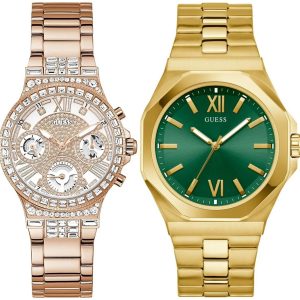 Pack couple Guess deux montres assorties GW0320L3 + GW0849G2 Belvani Maroc – les deux montres côte à côte