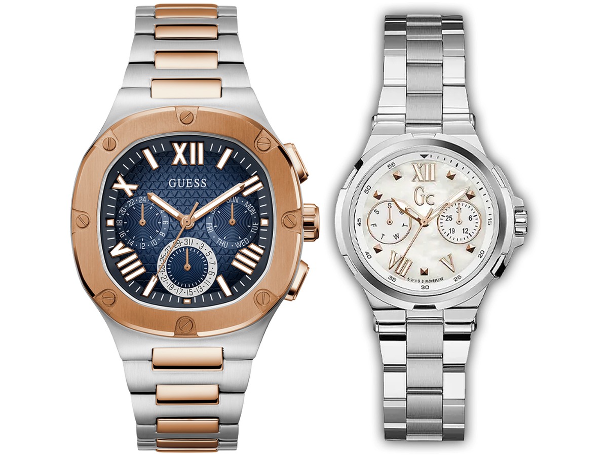 Pack Couple Guess – Acier Quartz GUESS GC-LXY29001 + Homme Multifonction – Gris Ant – photo 2 Pack couple Guess deux montres assorties Femme + Homme Belvani Maroc – vue alternative homme à gauche