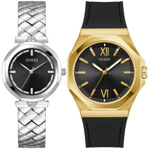 Pack couple Guess deux montres assorties GW0613L1 + GW0850G2 Belvani Maroc – les deux montres côte à côte