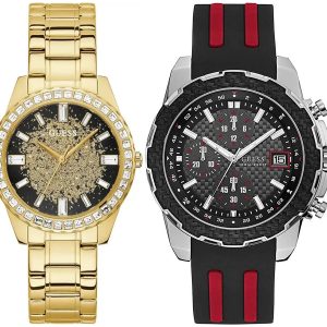Pack couple Guess deux montres assorties GW0405L2 + Homme Belvani Maroc – les deux montres côte à côte
