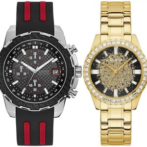 Pack couple Guess deux montres assorties GW0405L2 + Homme Belvani Maroc – vue alternative homme à gauche