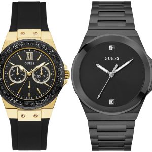 Pack couple Guess deux montres assorties W1053L7 + GW0833G2 Belvani Maroc – les deux montres côte à côte