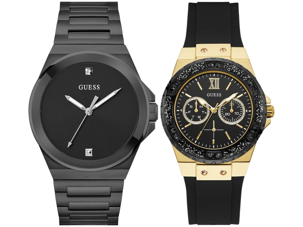 Pack Couple Guess noir – W1053L7 + GW0833G2 – photo 2 Pack couple Guess deux montres assorties W1053L7 + GW0833G2 Belvani Maroc – vue alternative homme à gauche