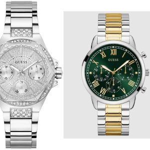 Pack couple Guess deux montres assorties GW0878L1 + Homme Belvani Maroc – les deux montres côte à côte